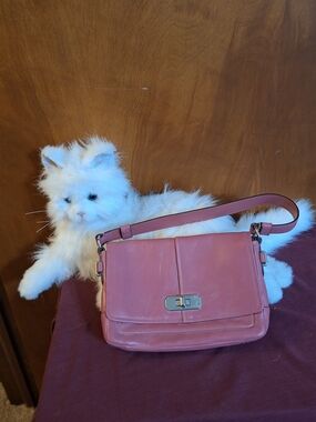 Coach Rose Pink Leather Shoulder Bag with Turn-Lock
